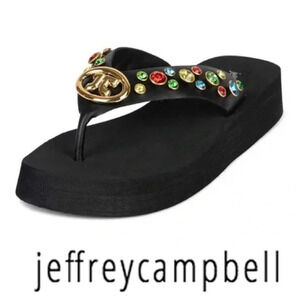 NEW Jeffrey Campbell Iconics Multicolor Jeweled Thong Flip Flop Sandals Sz 8